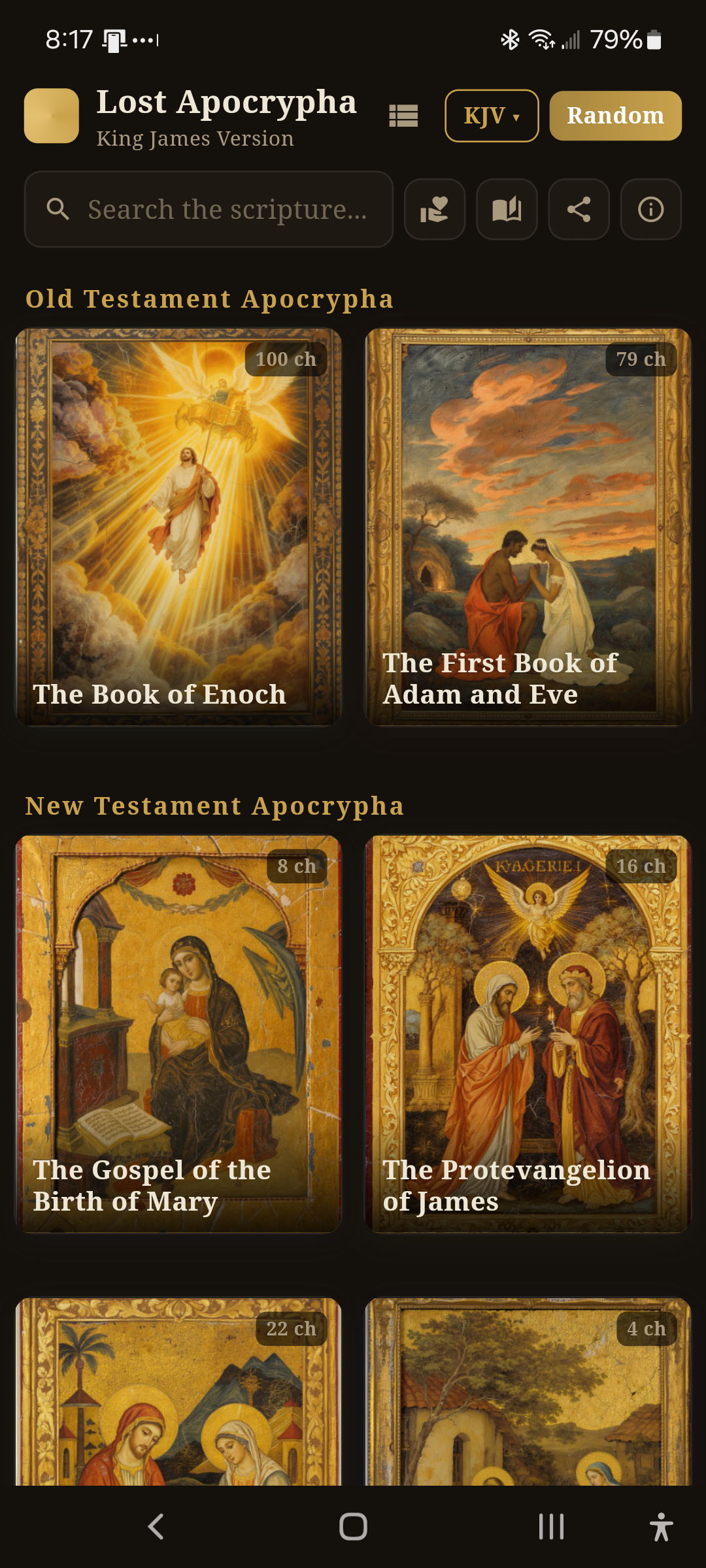 Lost Apocrypha app — book library